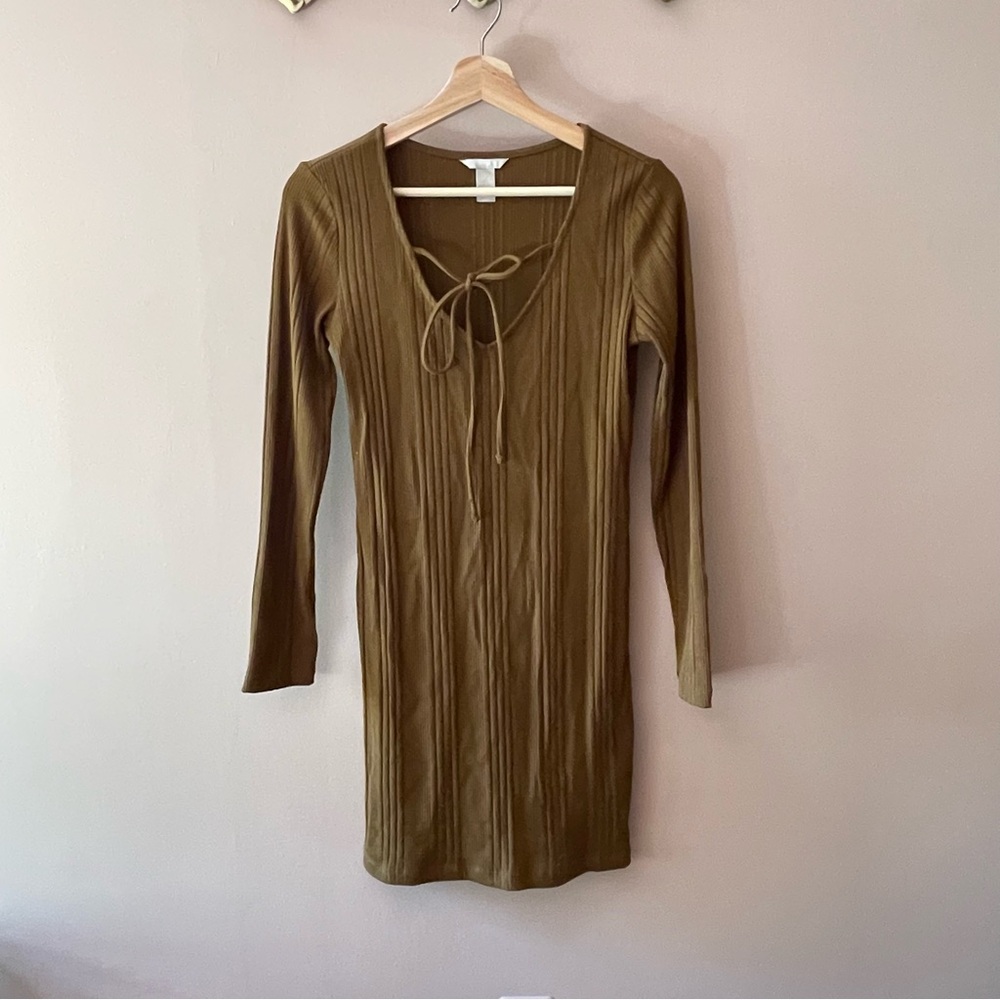 Rust Knit Long Sleeve Dress